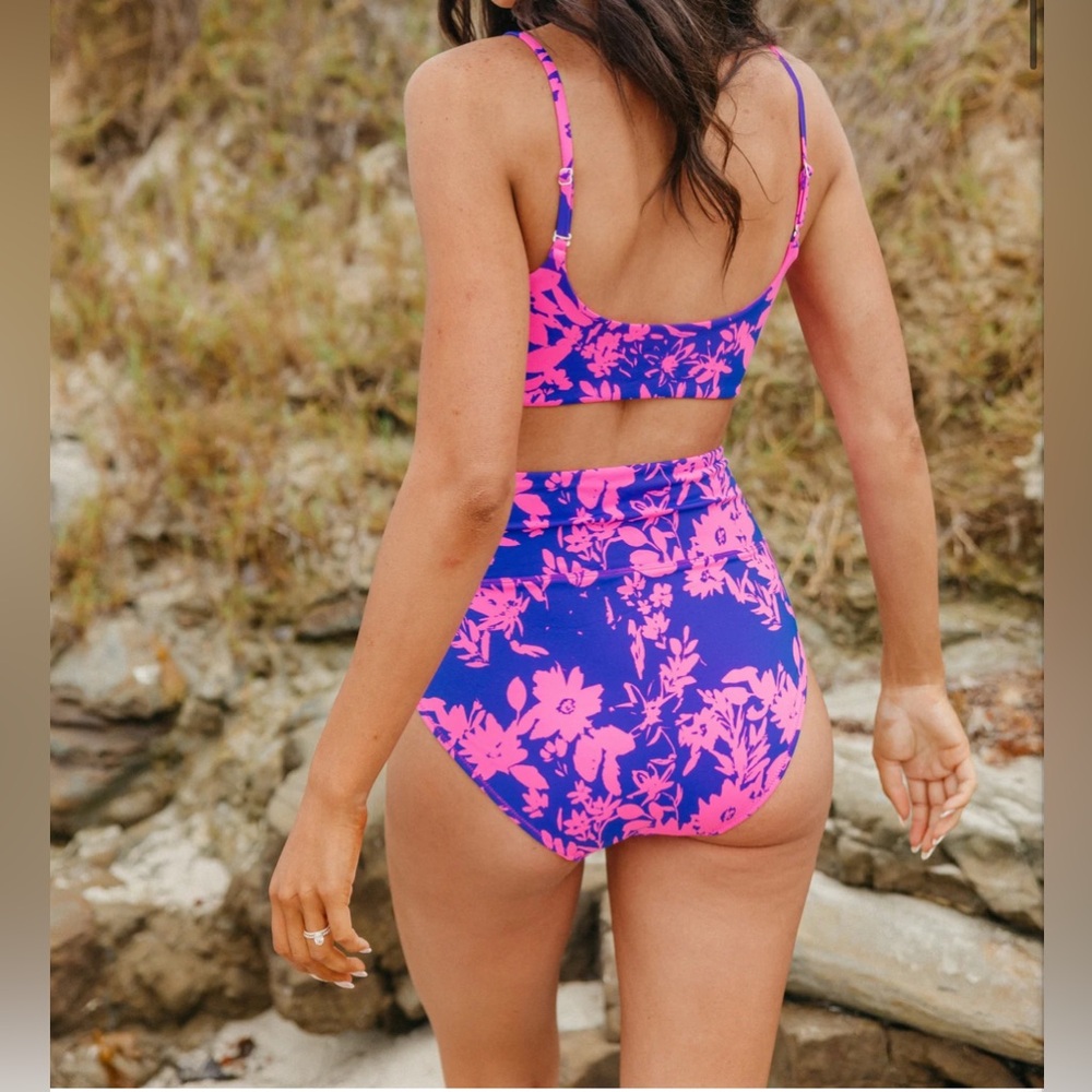 2 pc set Floral Pink and Blue Bikini - Picture 2 of 4